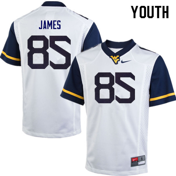 Youth #85 Sam James West Virginia Mountaineers College Football Jerseys Sale-White - Click Image to Close